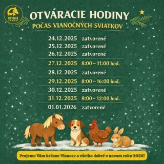 🎄Otváracie hodiny🎄 Milí naši zákazníci, počas vianočných dní si aj my doprajeme trochu sviatočného pokoja, preto sú naše...